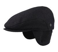 Bugatti - Casquette plate d'hiver avec membrane coupe-vent et protège-oreilles rabattables - 100 % laine - Bleu - XXX-Large