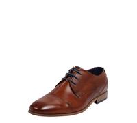 bugatti Homme Chaussure basse business en cuir, Derby à bout croisé et lignes élégantes, Cognac, 40 EU