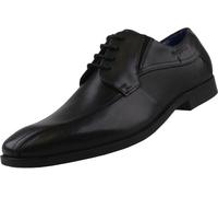 bugatti Homme Chaussure basse business en cuir, derby avec élastique, largeur confort, Noir, 43 EU