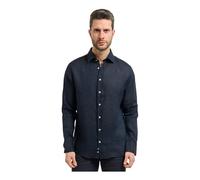 Bugatti - Chemise en lin avec col Kent - Homme - Chemises - Bleu - Taille: XL