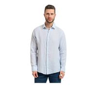 Bugatti - Chemise rayée en lin - Homme - Chemises - Bleu - Taille: 2XL