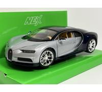 Bugatti Chiron Argent Et Bleu 1:24 Échelle Welly 24077