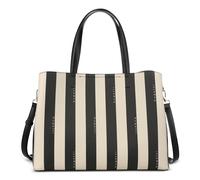 bugatti Cleo grande Tote Bag pour femme, sac à main en simili cuir rayé noir/beige