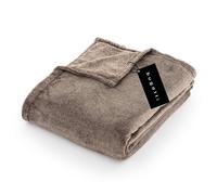 Bugatti Couverture Douillette XL 160x220cm - Couverture Douillette Marron foncé, qualité de Marque Haut de Gamme en Peluche de Flanelle, Chaude et Douce