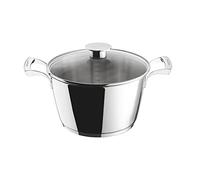 BUGATTI Cucina Italiana, Casserole En Acier Inoxydable 18/10, Casserole pour tout Feux, Compatible Avec L'Induction, Avec Couvercle en Verre, Diamètre 24 cm