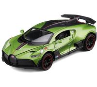 Bugatti Divo moulée sous pression, modèle réduit en alliage de zinc, voiture jouet à tirer, échelle 1/32 ¿ Cadeau pour enfants, garçons et filles (vert)