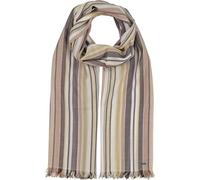 bugatti Écharpe pour homme légère pour l'été | Rayée avec franges | Coton viscose | 80 x 204 cm, camel, taille unique