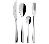 BUGATTI, Gaia, ensemble de couverts 24 pièces en acier inoxydable 18/10. Ensemble de couverts pour 6 personnes composé de 6 cuillères, 6 fourchettes, 6 couteaux et 6 cuillères à café