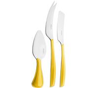 BUGATTI GL6U-021F36/3 Glamour Ménagère de 3 Pièces Couteau à Fromage SAN/Acier Jaune 16 x 26 x 3 cm