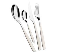 BUGATTI, Glamour, Ensemble de 24 Couverts en Acier Inoxydable 18/10 et Manche Couleur Ivoire. Ensemble de Couverts 6 Personnes composé de 6 cuillères, 6 fourchettes, 6 Couteaux et 6 cuillères à café