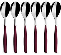 BUGATTI, Glamour, Lot de 6 cuillères à café en Acier Inoxydable 18/10 et poignée Red Grenade, moulure Pro-Tech System, va au Lave-Vaisselle