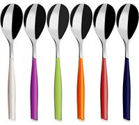 BUGATTI, Glamour, Lot de 6 cuillères à café en Acier Inoxydable 18/10 et poignées de Couleurs mélangées: Ivoire, Bleu, Iris, Vert, Orange, Rouge, Moulage Pro-Tech System