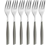BUGATTI, Glamour, lot de 6 fourchettes à dessert en acier inoxydable 18/10 et poignée ARGENT, emballé dans une boîte cadeau, va au lave-vaisselle