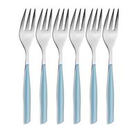 BUGATTI, Glamour, Lot de 6 fourchettes à Dessert en Acier Inoxydable 18/10 et poignée de Couleur Bleu Ciel, emballé dans Une boîte Cadeau, va au Lave-Vaisselle