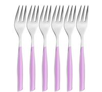 BUGATTI, Glamour, lot de 6 fourchettes à dessert en acier inoxydable 18/10 et poignée de couleur LILAC, emballé dans une boîte cadeau, va au lave-vaisselle