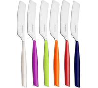 BUGATTI, Glamour, Lot de 6 Petits épandeurs en Acier Inoxydable 18/10 et poignées Couleurs mélangées Ivoire, Bleu, Iris, Vert, Orange, Rouge, avec moulure système Pro-Tech