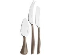 BUGATTI GLTA-021F36/3 Glamour Ménagère de 3 Pièces Couteau à Fromage SAN/Acier Tabac 16 x 26 x 3 cm