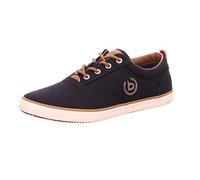 bugatti Homme Baskets en toile de coton, chaussures basses en toile avec semelle en caoutchouc robuste, Bleu, 45 EU