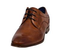 bugatti Homme Chaussure basse business en cuir de haute qualité, derby aux lignes élégantes, Cognac, 45 EU