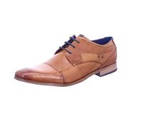 bugatti Homme Chaussure Basse Business en Cuir, Derby à Bout croisé et Lignes élégantes, Cognac, 41 EU