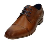 bugatti Homme Chaussure Basse Business en Cuir, Derby à Bout croisé et Lignes élégantes, Cognac, 45 EU