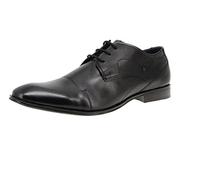 bugatti Homme Chaussure basse business en cuir, Derby à bout croisé et lignes élégantes, Noir, 41 EU