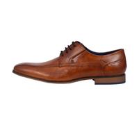 bugatti Homme Chaussure basse business en cuir, Derby avec élastique et couture parallèle, Cognac, 46 EU