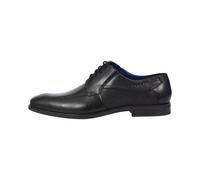 bugatti Homme Chaussure basse business en cuir, derby avec élastique, largeur confort, Noir, 45 EU