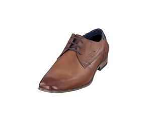 bugatti Homme Chaussure basse business en cuir, Derby avec finition bicolore, Brun, 47 EU