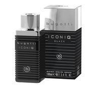 Bugatti Iconiq Black Parfum pour hommes 100 ml Boisé Ambré Parfum masculin intense avec des notes complexes de cardamome, bois de santal, lavande et ambre Eau de toilette masculine Parfum élégant et