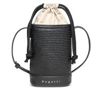 bugatti Isa mini sac seau pour femme, petit sac effet raphia en similicuir, noir