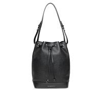 bugatti Isa sac seau pour femme, grand sac à cordon effet raphia en similicuir, noir