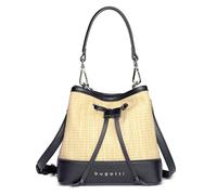 bugatti Isa sac seau S pour femme, petit sac effet raphia en similicuir, beige/noir