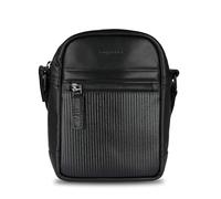 bugatti Joel sac bandoulière S en cuir de vachette, sac crossover avec structure plissée, noir
