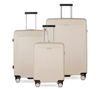 bugatti Linea Set de 3 valises rigides S, M & L, Trolley de Voyage Robuste en Polycarbonate, Beige