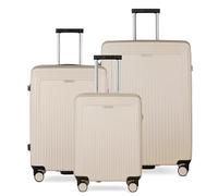 bugatti Linea Set de 3 valises rigides S, M & L, Trolley de Voyage Robuste en Polycarbonate, Beige