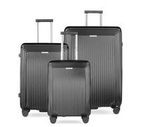 bugatti Linea Set de 3 valises rigides S, M & L, Trolley de Voyage Robuste en Polycarbonate, Noir