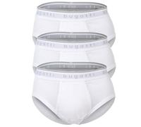 bugatti Lot de 3 slips pour homme - Côtes fines - En coton - Couleur unie, Blanc., 4XL