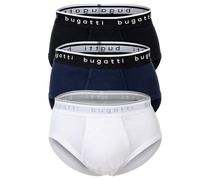 bugatti Lot de 3 slips pour homme - Côtes fines - En coton - Couleur unie, Blanc/noir/bleu, 4XL