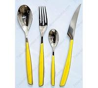 Casa Bugatti Ménagère 24 pièces Glamour – Acier inox 18/10, Manche jaune, 6 personnes