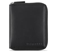 bugatti Primo - Portefeuille Homme zippé en Cuir, 8 emplacements Cartes avec Porte-Monnaie - Noir