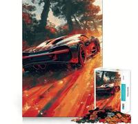 Bugatti - Puzzle de 1000 pièces - Voiture de sport noire - Jeu de réflexion - Idée cadeau - Jeu de loisirs - Décoration de Noël - Accessoires de maison (38 x 26 cm)