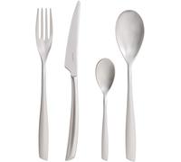 BUGATTI, Riviera, Couverts 4 pièces en Acier Inoxydable satiné 18/10. Set pour 1 Personne composé de 1 cuillère, 1 Fourchette, 1 Couteau et 1 cuillère à café. Couteau forgé Monobloc