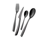 BUGATTI, Riviera, Ensemble de 4 Couverts en Acier Inoxydable 18/10, revêtement PVD Black Diamond satiné, Ensemble pour 1 Personne composé de 1 cuillère, 1 Fourchette, 1 Couteau et 1 cuillère à café