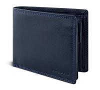 bugatti Savona Portefeuille Homme en Cuir de Buffle tanné végétal, Porte-Monnaie avec Blocage RFID, Format Horizontal - Bleu