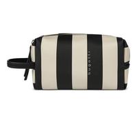 Bugatti Fashion Trousse de toilette Cleo – Petite pochette en simili cuir rayé Noir/Beige 18 cm
