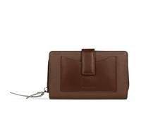 bugatti Viola Portefeuille Femme L à Fermeture éclair en Cuir, Grand Portefeuille avec Protection RFID, Cognac-Gris