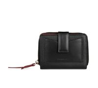 bugatti Viola Portefeuille Femme S à Fermeture éclair en Cuir, Portefeuille Compact avec Protection RFID, Noir-Rouge