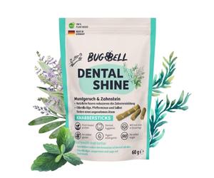 BugBell Bâtonnets de grignotage Doux pour Chiens 60 g, Mauvaise haleine et tartre, réduits de Graisse et de Plantes, favorise Une haleine agréable et Une réduction du tartre, chlorelle, Sauge, Menthe