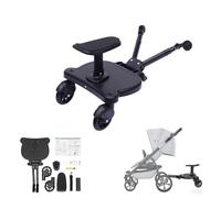 Buggy Board avec siège, marchepied pour poussette universelle pour enfants de 2 à 6 ans, roulement 25 kg, noir